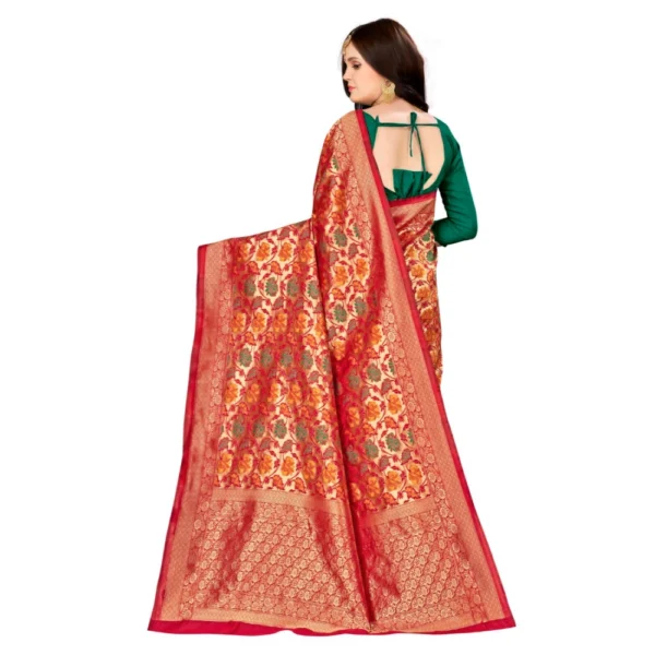 Women's Banarasi silk Saree with Blouse (Multi, 5-6mtr)