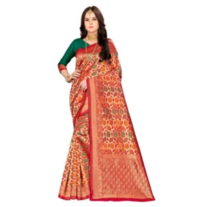 Women's Banarasi silk Saree with Blouse (Multi, 5-6mtr)