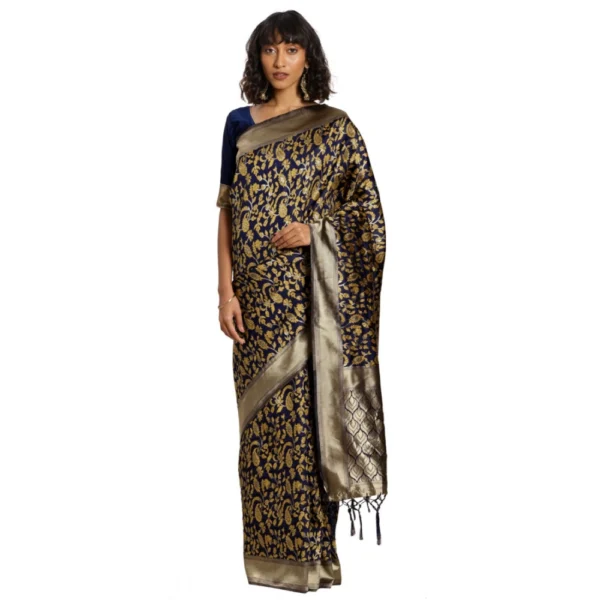 Women's Banarasi silk Saree with Blouse (Multi, 5-6mtr)