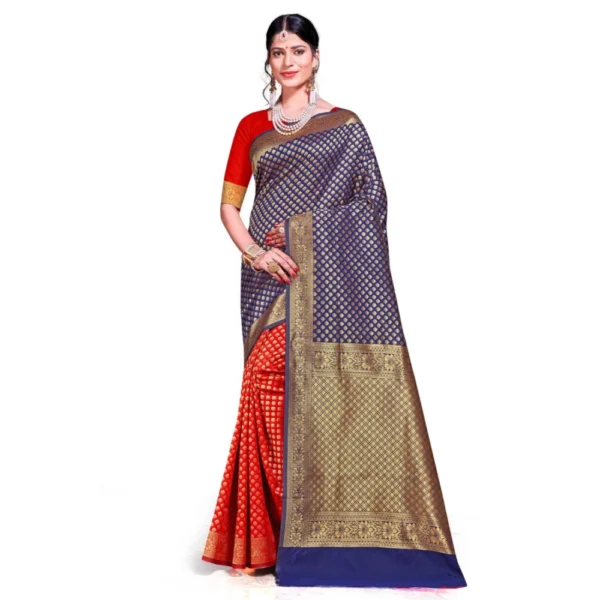Women's Banarasi silk Saree with Blouse (Multi, 5-6mtr)