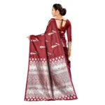 Women's Banarasi silk Saree with Blouse (Maroon, 5-6mtr)