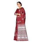 Women's Banarasi silk Saree with Blouse (Maroon, 5-6mtr)