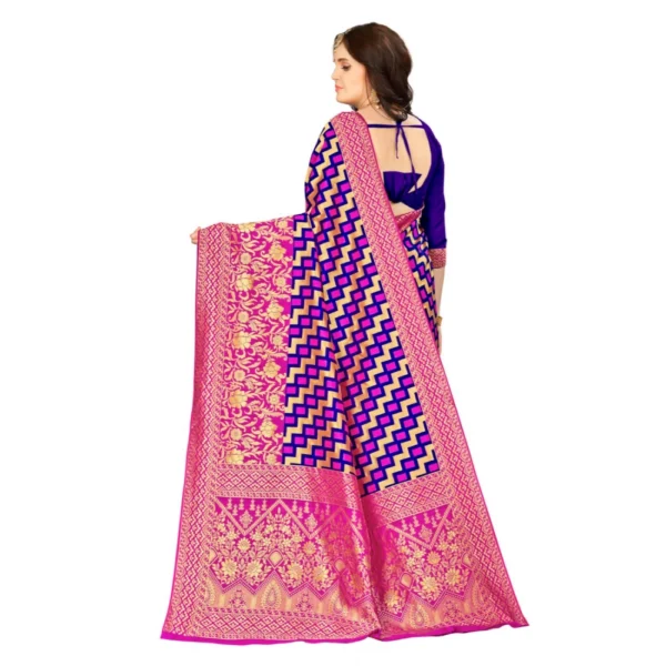 Women's Banarasi silk Saree with Blouse (Multi, 5-6mtr)