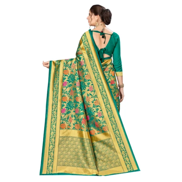 Women's Banarasi silk Saree with Blouse (Multi, 5-6mtr)