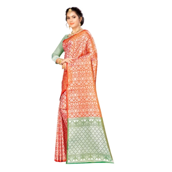 Women's Banarasi silk Saree with Blouse (Multi, 5-6mtr)