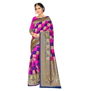Women's Banarasi silk Saree with Blouse (Multi, 5-6mtr)