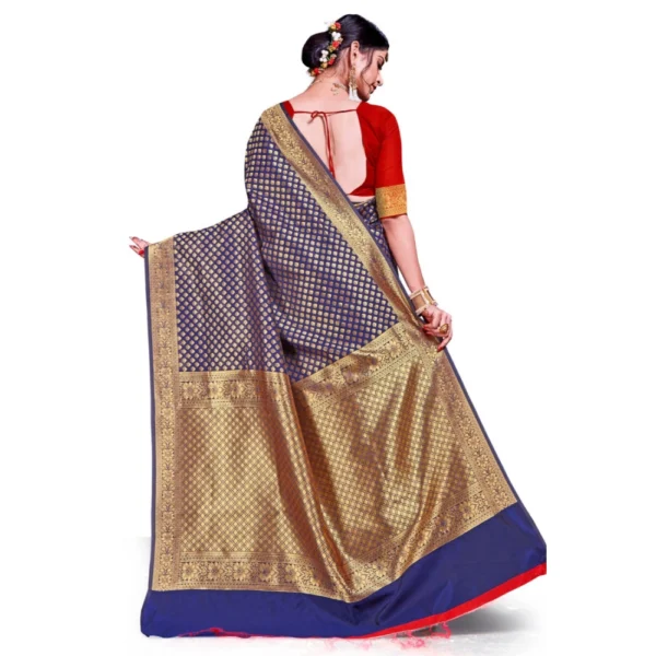 Women's Banarasi silk Saree with Blouse (Multi, 5-6mtr)