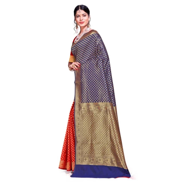 Women's Banarasi silk Saree with Blouse (Multi, 5-6mtr)