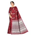 Women's Banarasi silk Saree with Blouse (Maroon, 5-6mtr)