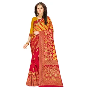 Women's Banarasi silk Saree with Blouse (Multi, 5-6mtr)