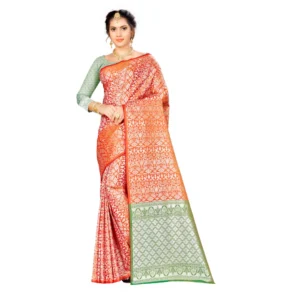 Women's Banarasi silk Saree with Blouse (Multi, 5-6mtr)