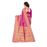 Women's Banarasi silk Saree with Blouse (Wine, 5-6mtr)