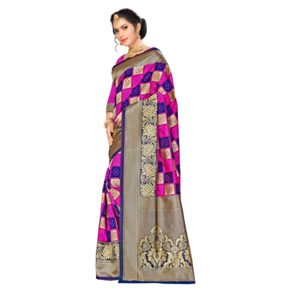 Women's Banarasi silk Saree with Blouse (Multi, 5-6mtr)