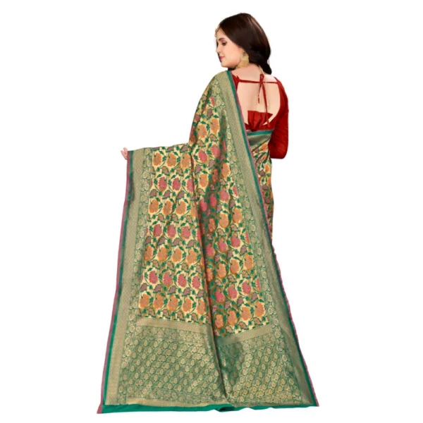 Women's Banarasi silk Saree with Blouse (Multi, 5-6mtr)