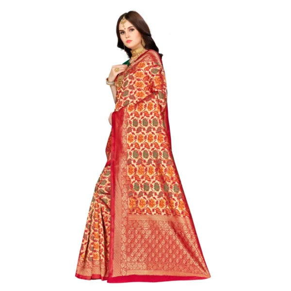 Women's Banarasi silk Saree with Blouse (Multi, 5-6mtr)
