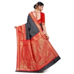 Women's Banarasi silk Saree with Blouse (Black, 5-6mtr)
