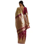 Women's Banarasi silk Saree with Blouse (Purple,beige, 5-6mtr)