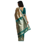 Women's Banarasi silk Saree with Blouse (Green,beige, 5-6mtr)