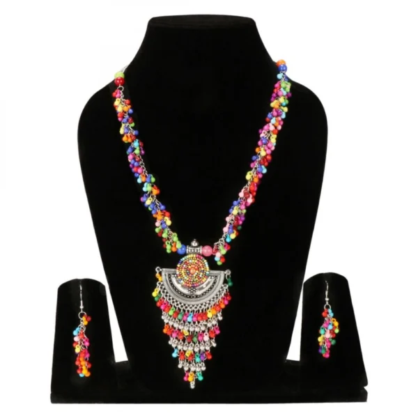 Designer Afgani German Silver Oxidized Necklace Set with Earrings