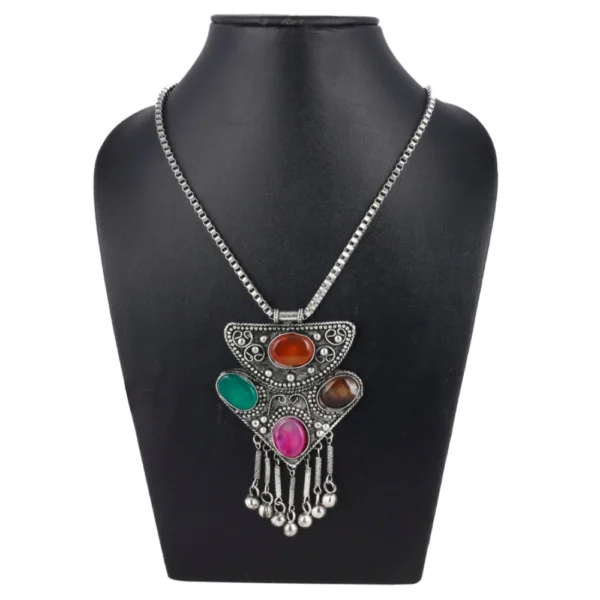 Onyx Stone Designer Oxidized Silver Necklace