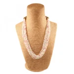 Beige and Red Tulsi Beads Necklace