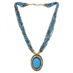 Blue Color Beads Designer Tibetan Style Necklace
