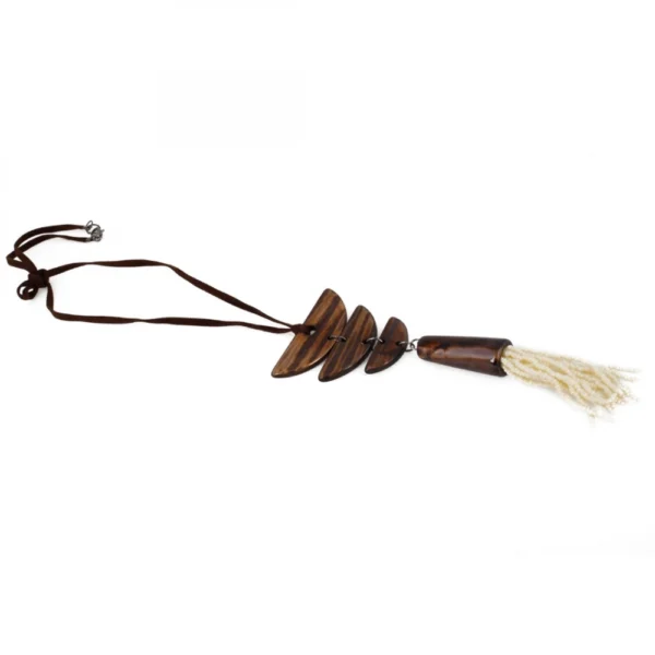 High Finished Brown Wooden Tibetan Style Beads Necklace