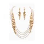 Designer Four Layer Pearl Kundan Necklace Set