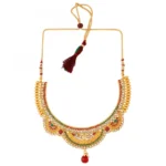 Gold Plated Copper Traditional Designer Temple Coin Necklace with Earrings