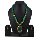 Fashion Handmade Green Beads Necklace with Earrings Set
