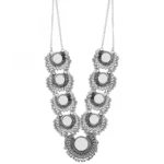Designer Tribal Mirror Oxidized Silver Necklace