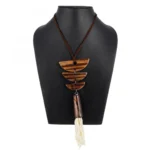 High Finished Brown Wooden Tibetan Style Beads Necklace
