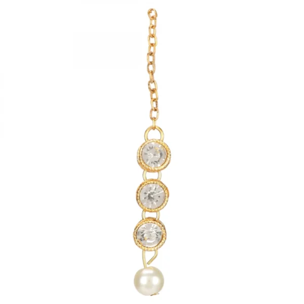 Pearl Traditional Gold Plated Kundan Necklace Set with Maang Tikka