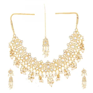 Designer High-Grade Kundan Necklace Set with Earrings and Maang Tikka