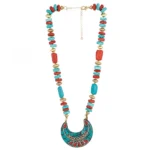 Designer Tibetan Stone Beads Necklace with Earrings