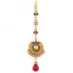 Gold Plated Copper Traditional Designer Temple Coin Necklace with Earrings