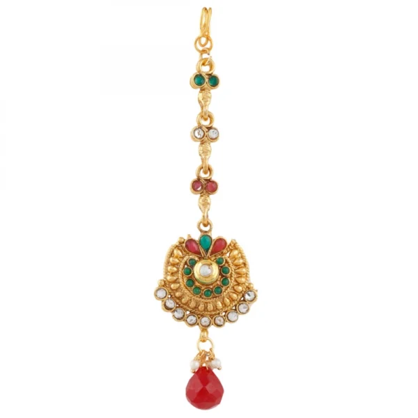 Gold Plated Copper Traditional Designer Temple Coin Necklace with Earrings
