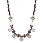 Designer Brown Beads Tibetean Silver Coin Necklace