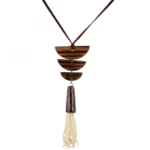 High Finished Brown Wooden Tibetan Style Beads Necklace