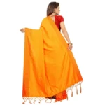 Women's Sana Silk Saree with Blouse (Orange,5-6 mtrs)