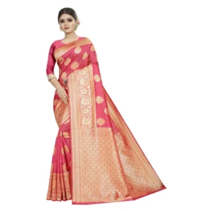 Women's Kota Banarasi Silk Saree with Blouse (Gajri,5-6 mtrs)