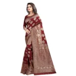 Women's Kota Banarasi Silk Saree with Blouse (Maroon,5-6 mtrs)