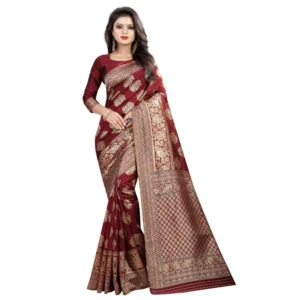 Women's Kota Banarasi Silk Saree with Blouse (Maroon,5-6 mtrs)