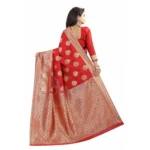 Women's Kota Banarasi Silk Saree with Blouse (Red,5-6 mtrs)