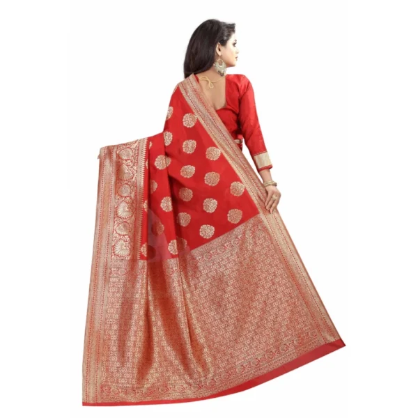Women's Kota Banarasi Silk Saree with Blouse (Red,5-6 mtrs)