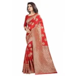 Women's Kota Banarasi Silk Saree with Blouse (Red,5-6 mtrs)