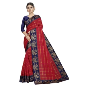 Women's Panetar Silk Saree with Blouse (Red,5-6 mtrs)