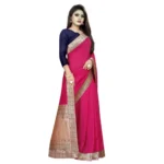 Women's Vichitra Silk Saree with Blouse (Pink,5-6 mtrs)