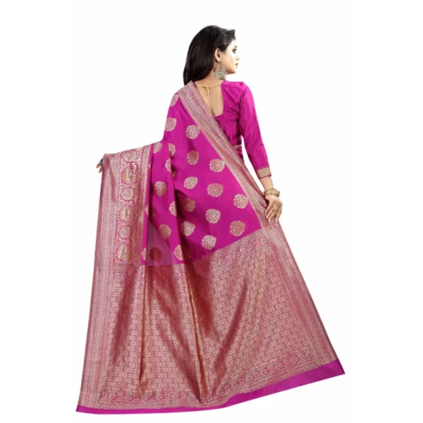 Women's Kota Banarasi Silk Saree with Blouse (Pink,5-6 mtrs)