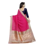 Women's Vichitra Silk Saree with Blouse (Pink,5-6 mtrs)